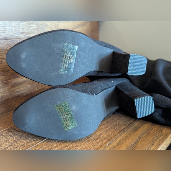 Streetwear Society Thigh High Faux Suede Block Heel Black Boots Size 8NWT. - Picture 14 of 14